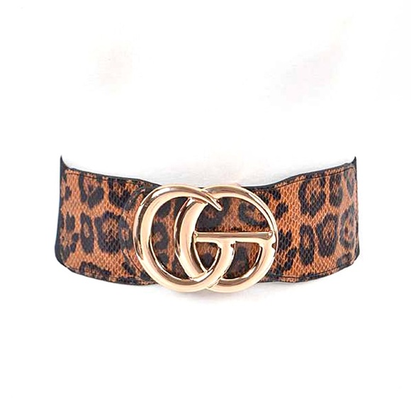 Accessories - Leopard Animal Print Stretch Waist Statement Belt